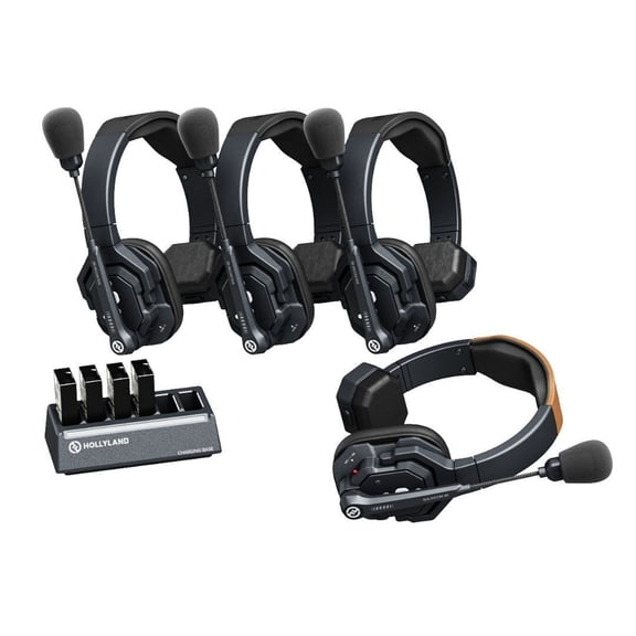 Hollyland Solidcom SE Global 4S 2.4 GHz 4-Person Water-Resistant Single-Ear Headset Intercom System with Auto Frequency Hopping Technology and USB-C Port