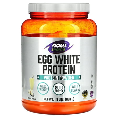 NOW Sports Eggwhite Protein Powder, Vanilla Crème, 20g Protein, 1.5 Lb