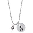 thumbnail image 1 of Delight Jewelry Silvertone Small Golf Ball on Tee Silvertone Script Initial Disc - S - Charm Necklace, 20"+3", 1 of 4