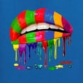 thumbnail image 3 of Wild Bobby, Colorful Painted Lip, Streetwear, Women Standard V-Neck Tee, Royal, Small, 3 of 5