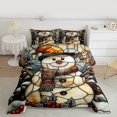 thumbnail image 2 of Manfei Girly Cartoon Snowman Queen Comforter Set for Kid, Merry Christmas Bedding Comforter Set, Western Winter Festival Reversible Bedding Set, Luxury Bedroom Decor, 3 Pieces, 2 of 8