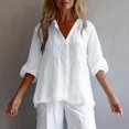 thumbnail image 7 of Womens Cotton Linen Long Sleeve Shirts 2026 Button Down V Neck Shirt Lightweight Comfy Loose Fit Pullover Tops, 7 of 7