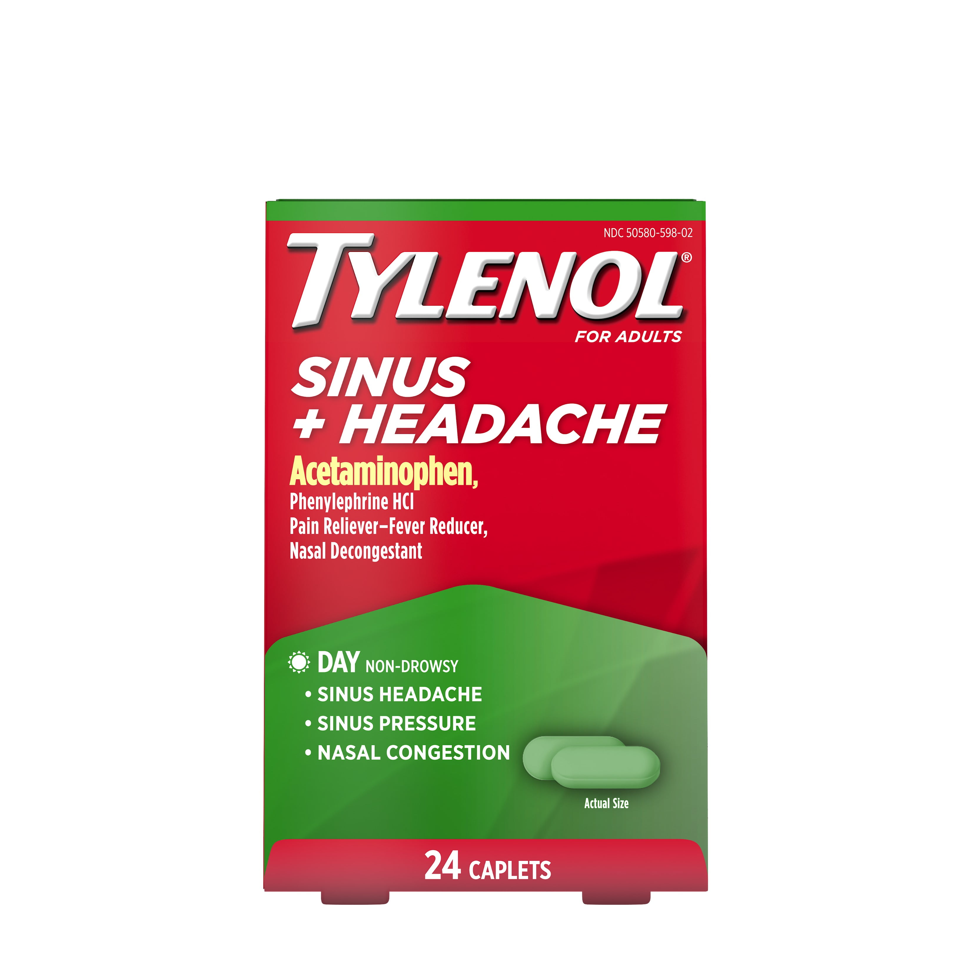 Tylenol Sinus + Headache NonDrowsy Daytime Caplets, 24 ct