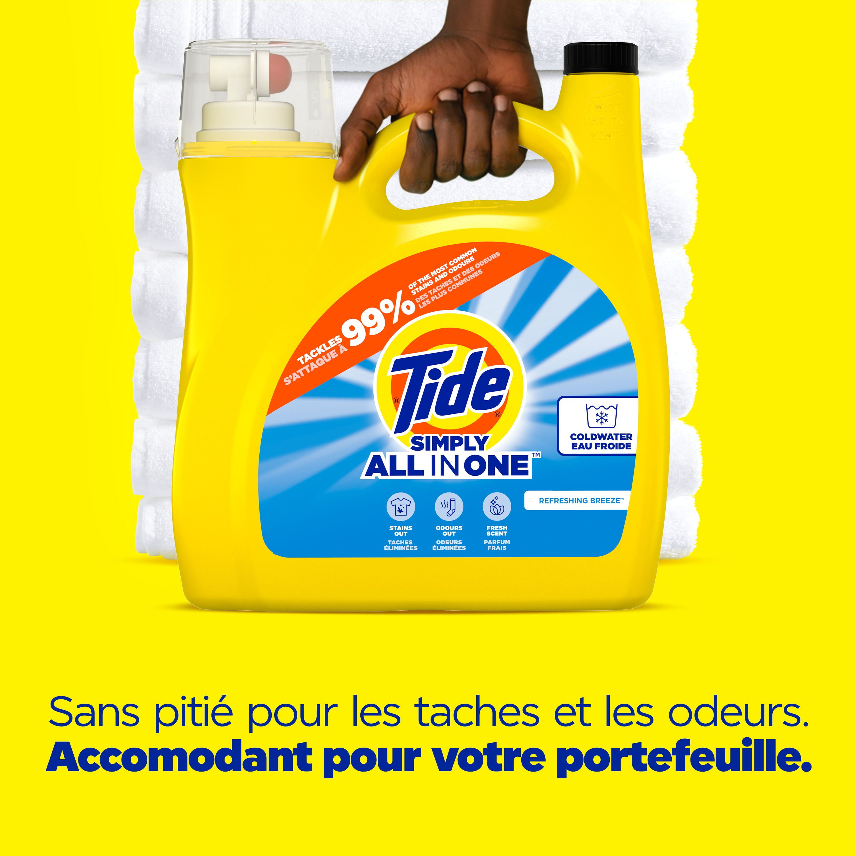 Détergent à lessive liquide Tide Simply Tout-en-un, parfum Brise rafraîchissante, 107 brassées, 4,16 L TIDE TD SM LQ CHE RB107BR