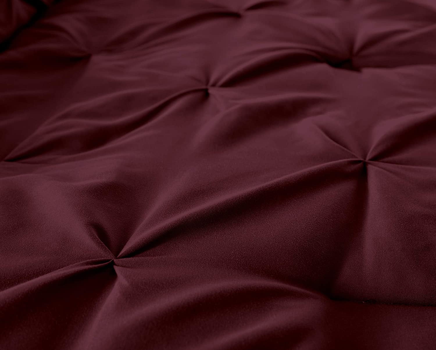 Chezmoi Collection Sydney 7-Piece Pinch Pleat Comforter Set, Lightweight Pintuck Bedding for All Season, King, Burgundy