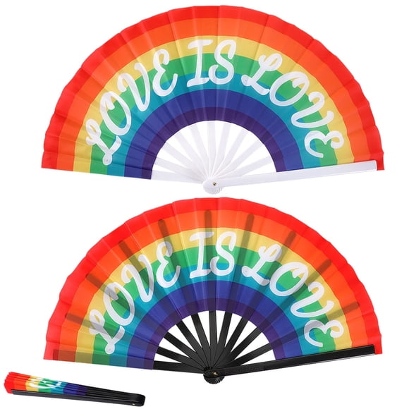 Ventilador plegable SEPGLITTER Rainbow Pride LGBT de plástico, 2 unidades
