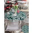 thumbnail image 5 of Outdoor Tablecloths with Umbrella Hole & Zipper, Dark Green Spring Floral Round Tablecloth 54 Inch, Farmhouse Flowers Elegant Pastoral Waterproof Table Cloth, Patio/Pool/Picnic Table Covers, 5 of 8