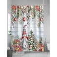 thumbnail image 5 of Blue Wooden Christmas Gnomes Extra Long Shower Curtain Set, Waterproof Shower Curtains for Bathroom, Xmas Tree Poinsettia Winter Washable Fabric Cloth Bath Curtain for Bathtub with Hooks 72x96 Inches, 5 of 6