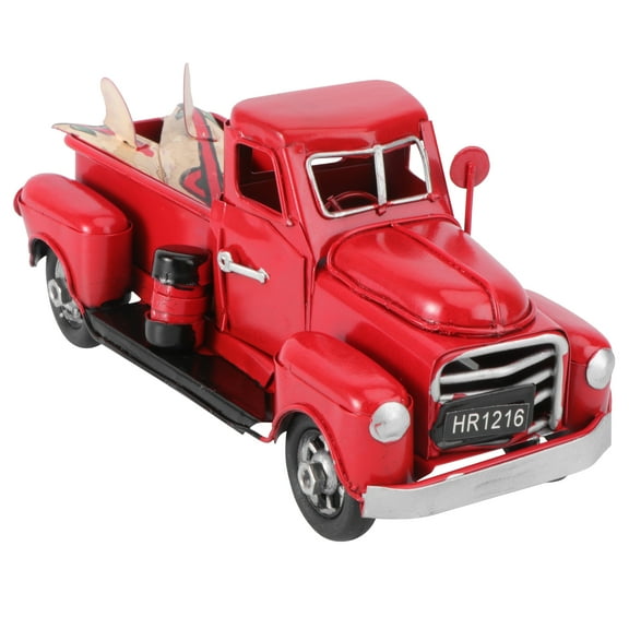 1pc Red Vintage Metal Pickup Truck Ornament, Christmas Car Model Sculpture for Holiday Decor and Table Decoration, Random Style