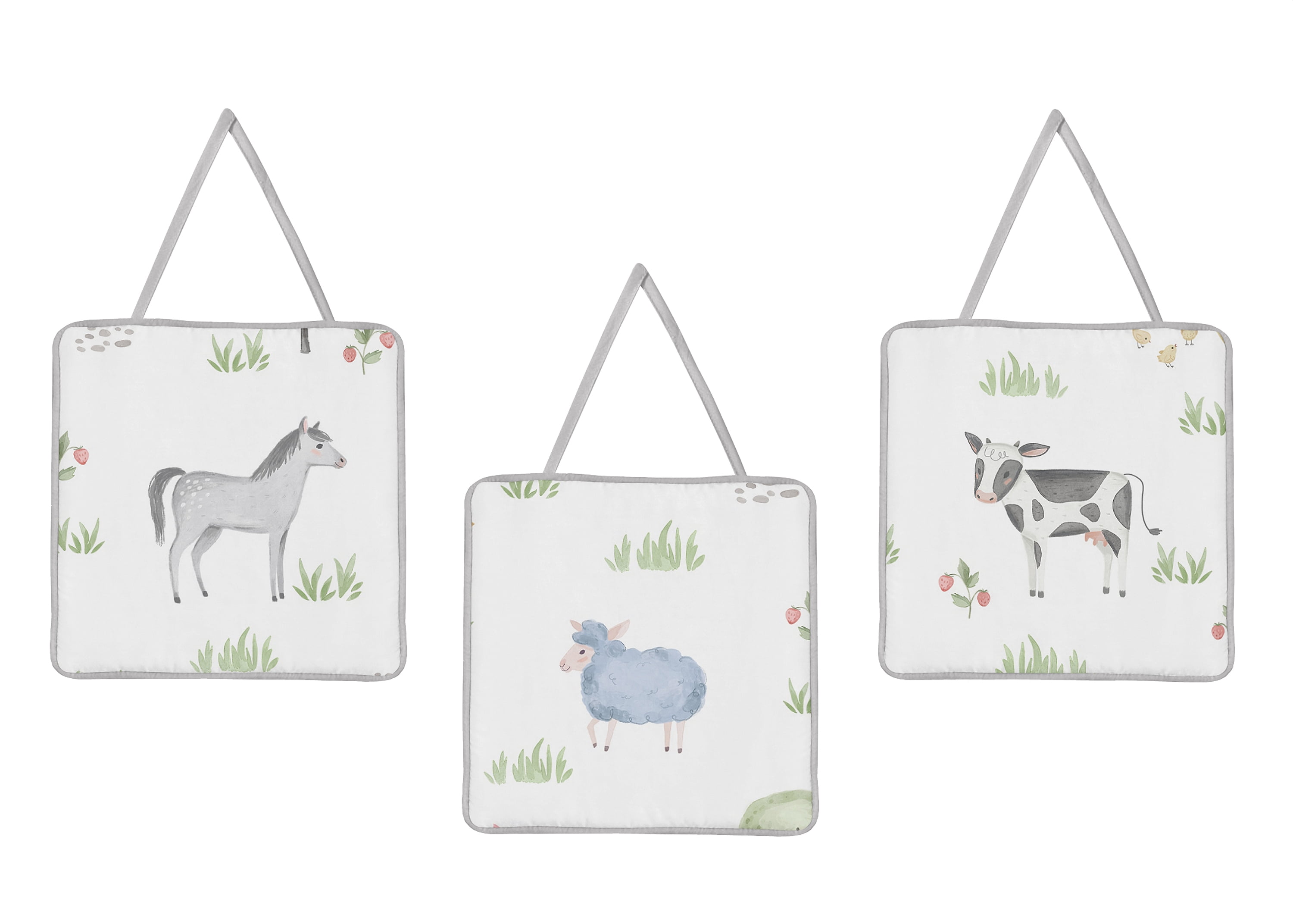 Sweet Jojo Designs Farm Animals Gray Green Grey Red 11 Piece Crib Bedding Set