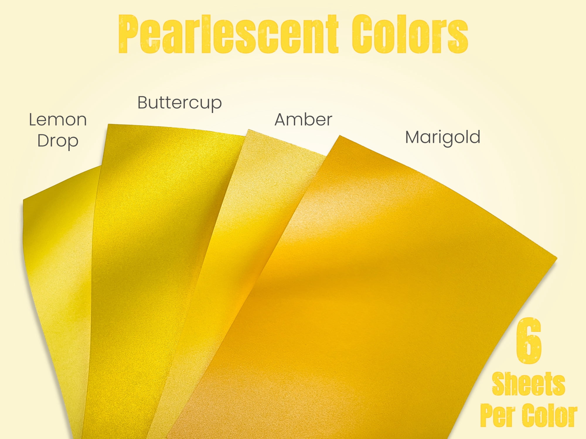 Buttercup Bliss Glamstock™ – Premium Yellow Cardstock Book featuring Pearlescent, Satin, Foil & Glitter Papers, 48 Pages, A4 Size, for Scrapbooking, Crafts & Invitations