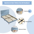 thumbnail image 4 of BTMWAY Upholstered Queen Bed, Blue Upholstered Fabric Platform Bed Frame with Headboard, No Box Spring Needed, Modern Queen Size Bed Frame for Kids Teens Adults, 600lbs Capacity, 4 of 9