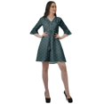 thumbnail image 3 of Moomaya Women Printed Drawstring Mini Dress V Neck Ruffle Sleeves Summer Dress, 3 of 4