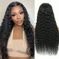 thumbnail image 2 of Easter gifts Mother's Day gifts Deep Wave Lace Front wig 4x4 HD Lace Close wig for Black women with a hair density of 150%, loose fluffy 24in glue-free deep roll wet and wavy wig pre-drawn bleached, 2 of 5