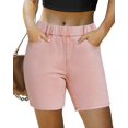 thumbnail image 1 of Pantalones cortos luvamia Jean para mujer, sin cordones, talle medio, color rosa caramelo, 1 of 7