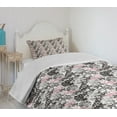 thumbnail image 4 of Ambesonne Flamingo Quilted Bedspread Set 2 Pcs, Orchid Palm, Twin Size, Coral Black Grey, 4 of 6