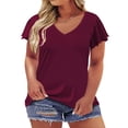 thumbnail image 2 of Timegard Womens Tops Ruffle Cap Sleeve Plus Size V Neck Tunic Tops Dressy Casual Drop Shoulder Blouse, 2 of 7