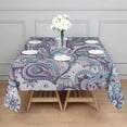 thumbnail image 3 of Purple and Teal Paisley and Floral Pattern Square Tablecloth,Waterproof Square Table Cover,Wipeable Spillproof Washable Table Cover for Home Kitchen Party Decor 52"x52"(132x132cm), 3 of 6