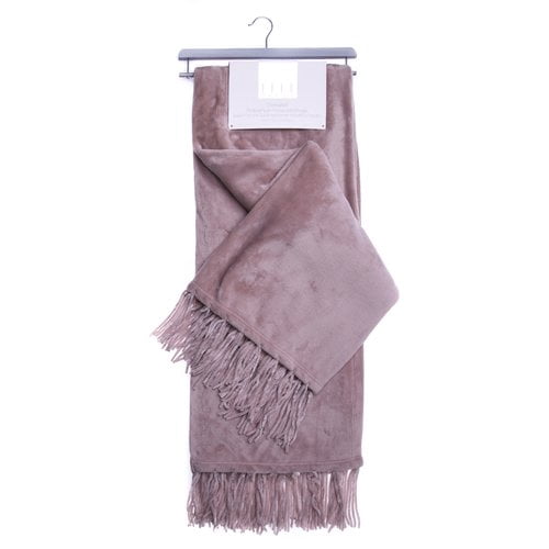 Elle Decor Chenille Fringe Sofa Throw - Peluche douce en flanelle chaude - Pour canapé et canapé