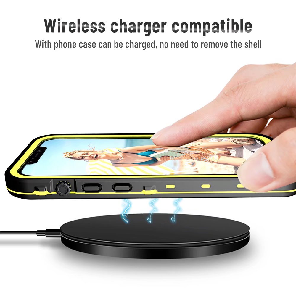 IP68 Waterproof Case for iPhone 12 Pro Max Underwater with Screen Protector Heavy Duty Full Body Protection Compatible Wireless Charging (6.7" Yellow)