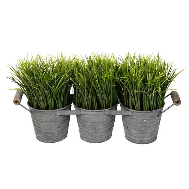 Vickerman FG190906 6.5 in. Potted Grass in Tin Pot