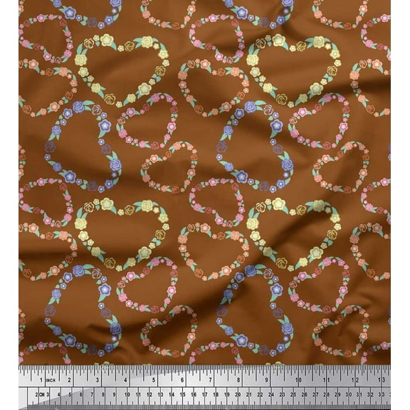 Soimoi Cotton Voile Fabric Floral & Heart Print Sewing Fabric Yard 42 Inch Wide