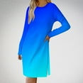 thumbnail image 2 of SMihono Fashion Tunic Dresses for Women Spring Fashion Gradient Color Going Out Dress Casual Long Sleeve Crewneck Side Split Tshirt Dress Blue 10, 2 of 7