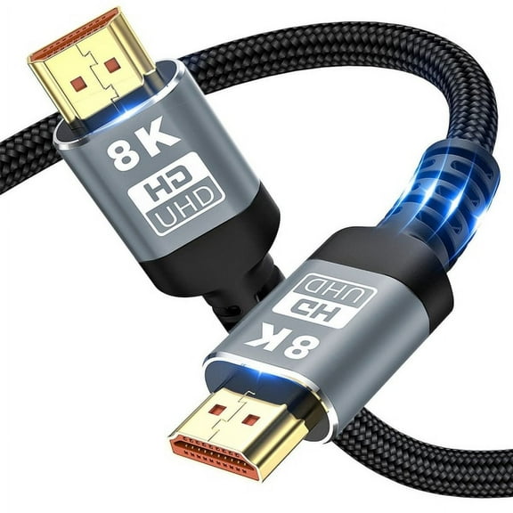 HDMI Compatible Cable 2.1 48 Gbps 8K Ultra High Speed Braided Cable, 4K @ 120Hz, 8K @ 60Hz, HDCP 2.2 and 2.3, HDR 10 0.5m