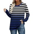 thumbnail image 2 of Maean Women Long Sleeve Striped Shirts Basic Crewneck Pullover Casual Tee Fall Outfits Color Block Fashion Tops, 2 of 7