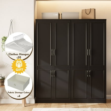 MEISSALIVVE Wardrobe Closet with 8 Doors and Hanging Rod