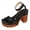 Black, variant on Platform Heels for Women Boho Flower Open Toe Lug Sole Chunky Heeled Sandals Comfy Arch Support Ankle Strap Pumps Dress Shoes Black Size 9.5