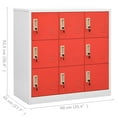 thumbnail image 4 of vidaXL Locker Cabinets 2 pcs Light Grey and Red 90x45x92.5 cm Steel, 4 of 5