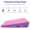 thumbnail image 3 of Gymnastics Wedge Mats 60" X 30" X 14" Folding for Home Use | Incline Mat Cheese Wedge With Zip Fastener, Waterproof Vinyl Cover, EPE Foam for Exercise, Tumbling, Yoga, Pilates, Pink Purple, 3 of 7