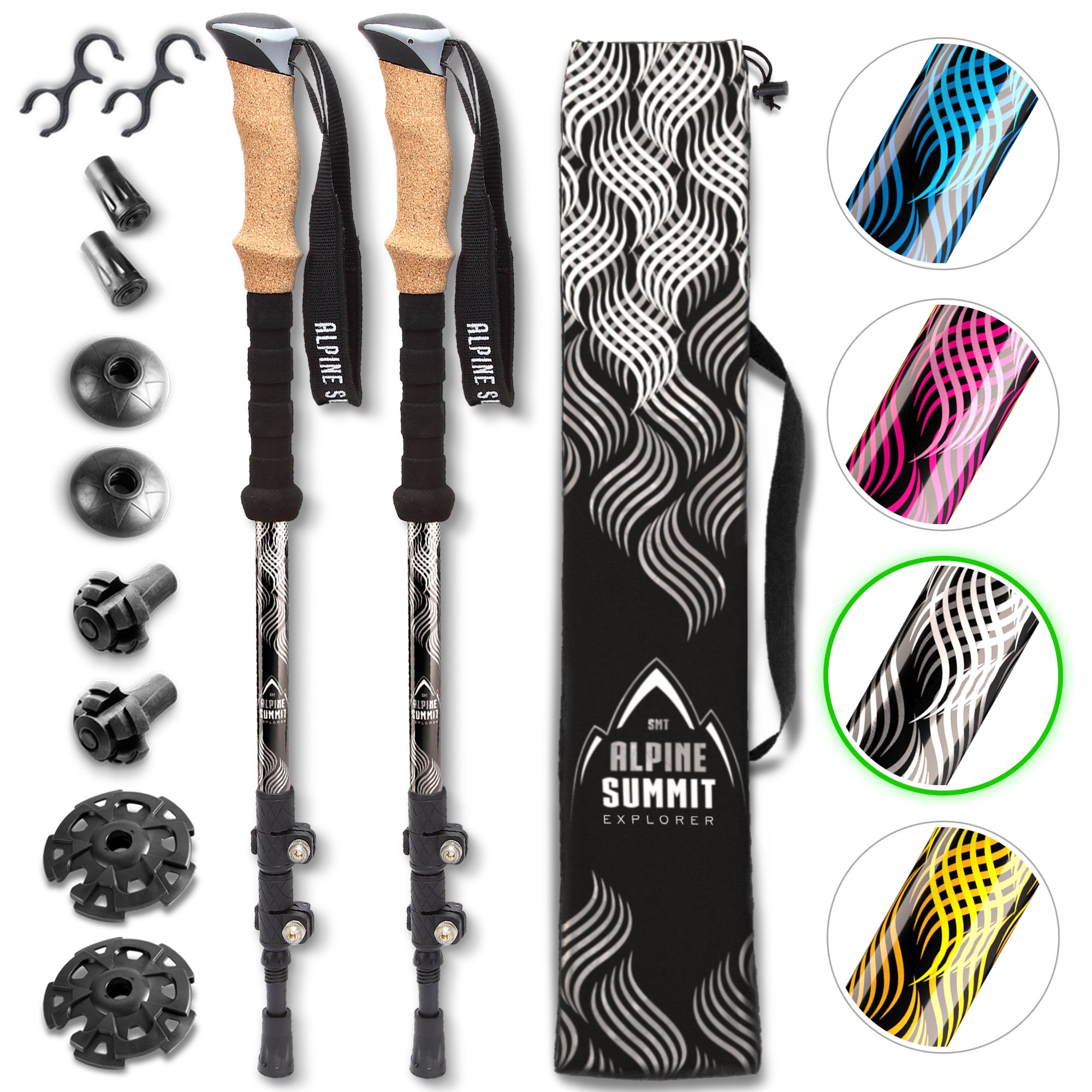 Alpine Summit Hiking/Trekking Poles with Quick Locks, Walking Sticks with Strong and Lightweight 7075 Aluminum and Cork Grips - Enjoy The Great Outdoors - image 1 of 7