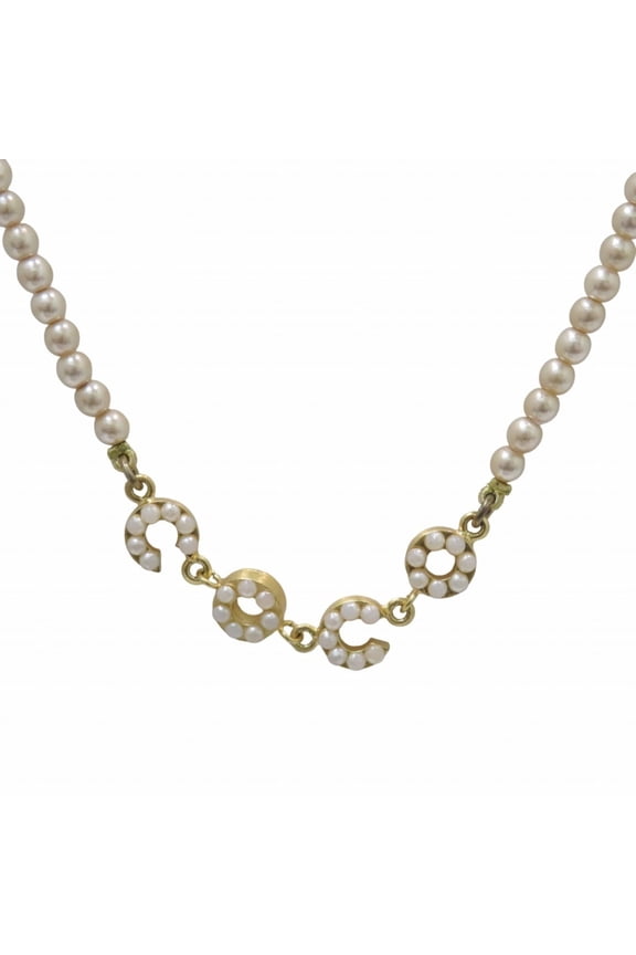 Pre-Owned CHANEL necklace, approximately 40cm, GP, fake pearls (Good)