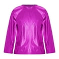 thumbnail image 6 of iiniim Girls Long Sleeve T-Shirt Shiny Metallic Dance Performance Tee Holographic Party Tops Dancewear Hot Pink 9-10, 6 of 7