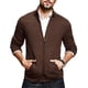 thumbnail image 5 of Suéter de otoño e invierno para hombre, de color sólido, cuello semialto, manga larga, cremallera, corte ajustado, cárdigan de punto, ropa masculina europea y americana, 5 of 5