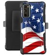 thumbnail image 1 of DALUX Hybrid Kickstand Holster Phone Case Compatible with Galaxy S20 FE 5G (Fan Edition) 2020 - New Waving Half US Flag, 1 of 3