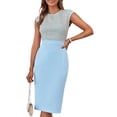 thumbnail image 1 of Vestido ajustado GRACE KARIN, cuello redondo, sin mangas, azul claro, XL, 1 of 6