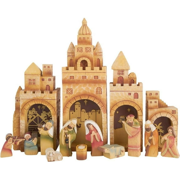 Nativity Village Set - Sets for Christmas Indoor - Manger Scene Decorations - Christmas Nativity - Holy Family Scene - (15 PC Set)