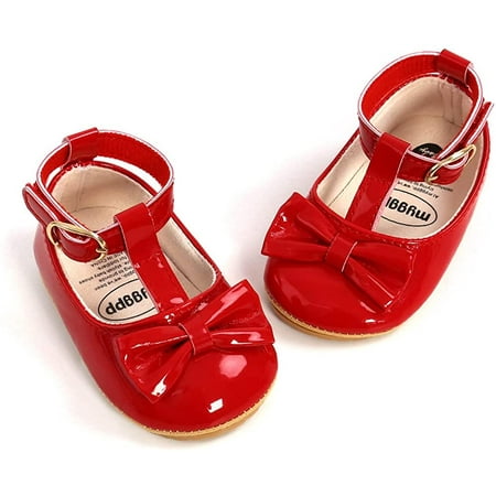 Infant Baby Girl Shoes Mary Jane Flats Dress Shoes Soft Anti-Slip Rubber Sole Walking Shoes Toddler Crib First Walker Shoes