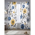 thumbnail image 4 of Sheer Curtain Panels Blue Yellow Flower Rod Pocket Voile Window Curtains Vintage Floral Window Treatments Ligh Filtering Privacy Curtain Drapes for Bedroom Living Room 2 Panel Set 108 Inch Length,, 4 of 9