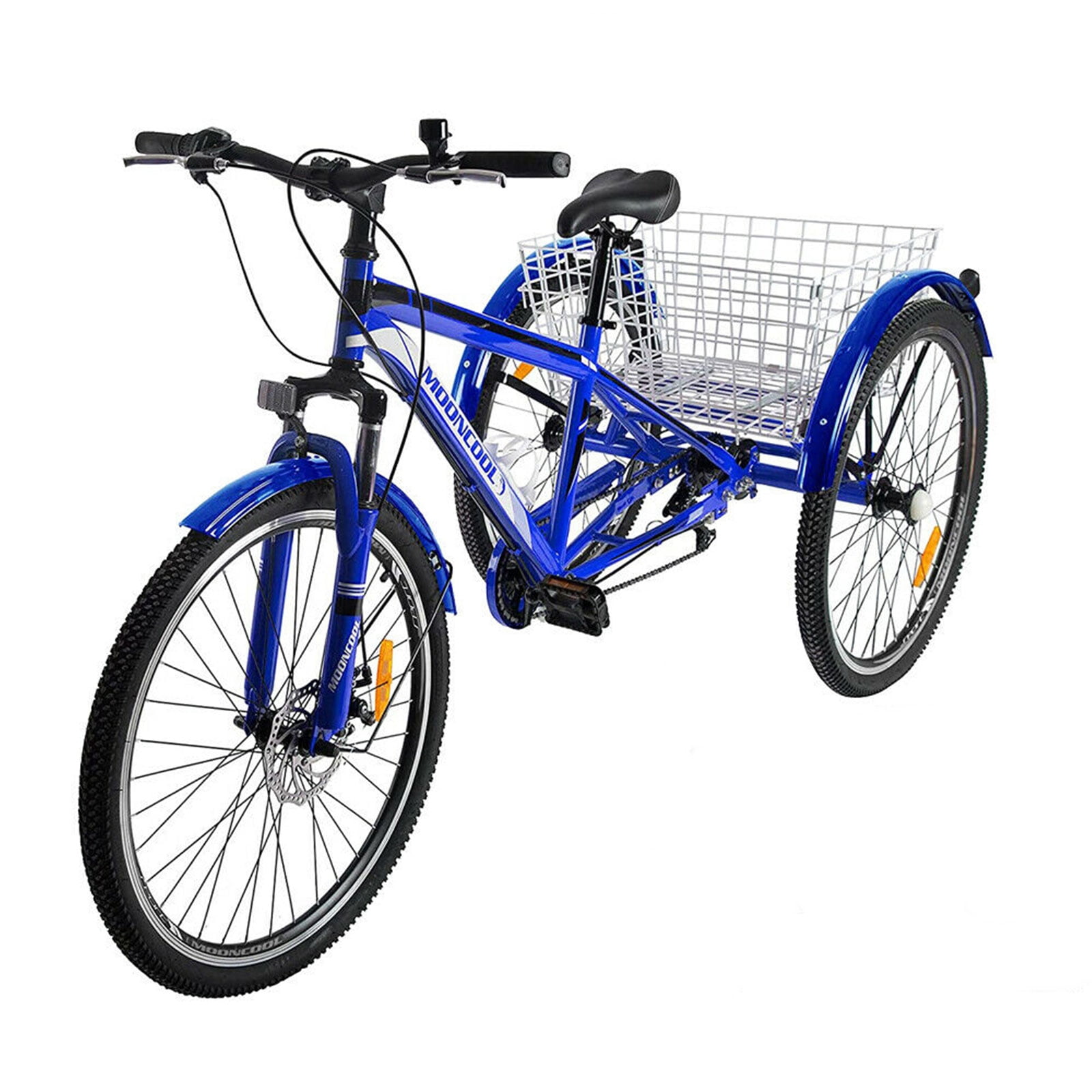 MOPHOTO 24" Adult Mountain Tricycle, 7 Speed 3 Wheel Cruiser Bicycle,Adult Tricycle,Exercise Women's Trike, Rear Storage Basket,Exercise Men's Women's Tricycles