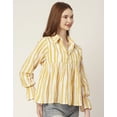 thumbnail image 3 of Moomaya Printed Pleated Tops For Women, Long Sleeves Summer Top, Designer Collar Shirt, 3 of 8