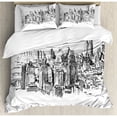 thumbnail image 3 of New York Twin Size Duvet Cover Set, Sketchy New York Historical Western Center Downtown Modern USA Illustration Print, Decorative 2 Piece Bedding Set with 1 Pillow Sham, Grey White, by Ambesonne, 3 of 4