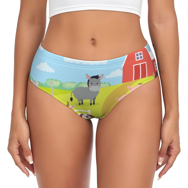 Balery Farm Animals 3 Ropa Interior de Algodón para Mujer con Dibujo – Braguitas Cómodas y Elásticas, Estilo Clásico-4X-Large