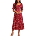 thumbnail image 5 of NTACZA Summer Dresses for Women 2026 Sundress Tiered Hem Casual Daisy Floral Maxi Short Sleeve Square Neckline Ruched Waist A-Line Beach Size M, 5 of 7
