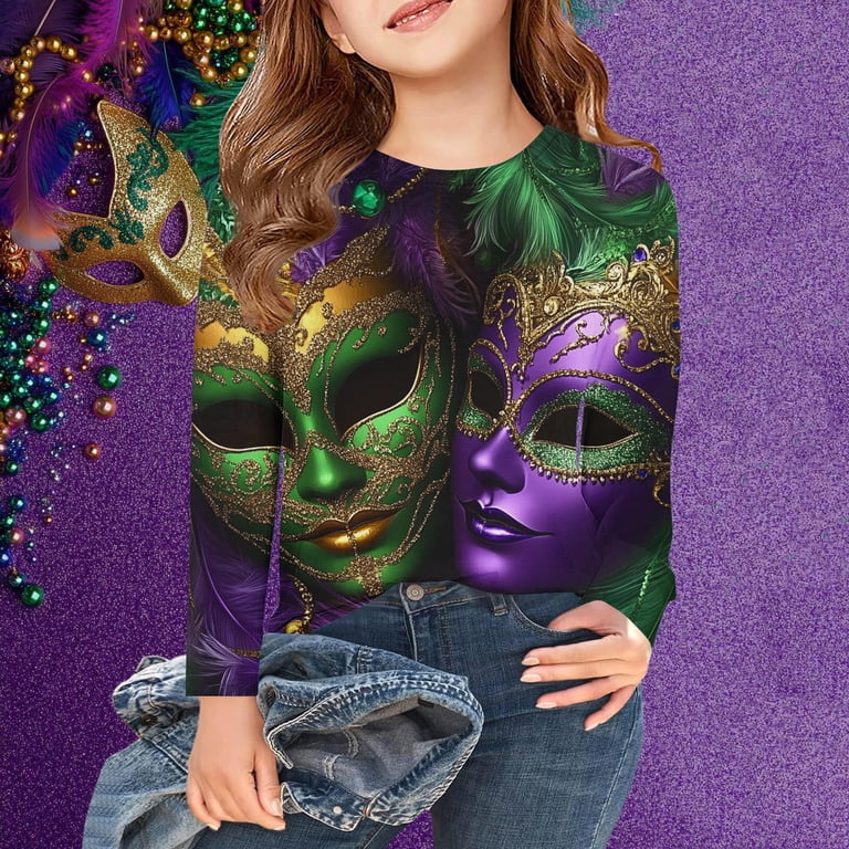 YLSDY Fashion Mardi Gras Outfit for Teen Girls, Mardi Gras Shirts for Kids  2025 Party Tunic Tops Musk Graphic Carnival Themed T Shirts Purple 13 Years  - Walmart.com