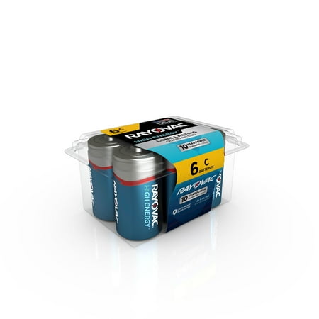 Rayovac High Energy Alkaline, C Batteries, 6 Count