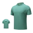thumbnail image 4 of FRSASU Men's Short Sleeve Hoodie Gym Shirts Lightweight Quick-Dry Athletic Pullover Hooded Workout Fitness Tee Green, 4 of 9
